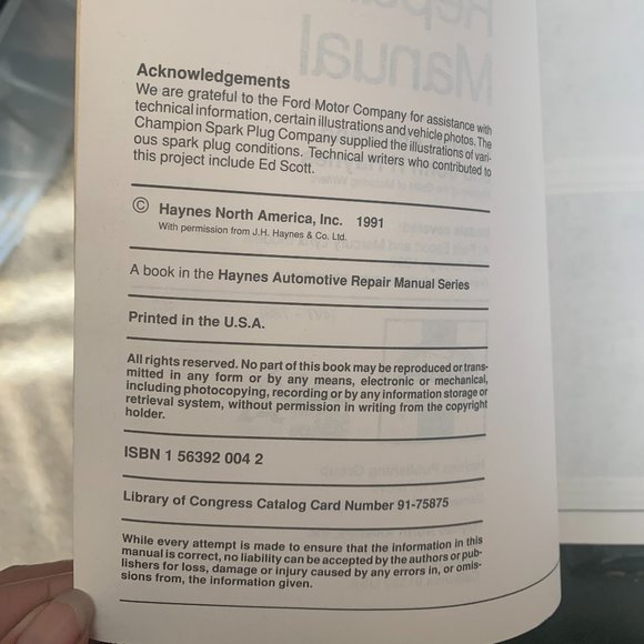 Haynes Ford Escort & Mercury Lynx 1981-1990 Repair Service Manual 789 1563920042 - Picture 9 of 10